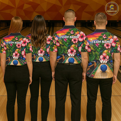 Monstera Pattern Funny Women Bowling Shirt Custom Summer Tropical Youth Bowling Shirts NYN3278