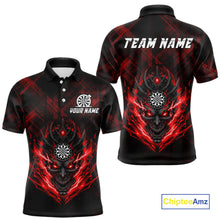 Load image into Gallery viewer, Red Skull Lightning Thunder Grunge Dartboard Custom Men Polo Darts Shirt Dart Gifts NYN2013