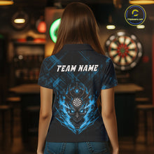 Load image into Gallery viewer, Blue Skull Lightning Thunder Grunge Dartboard Custom Women Polo Darts Shirt Dart Gifts NYN2014