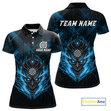 Load image into Gallery viewer, Blue Skull Lightning Thunder Grunge Dartboard Custom Women Polo Darts Shirt Dart Gifts NYN2014