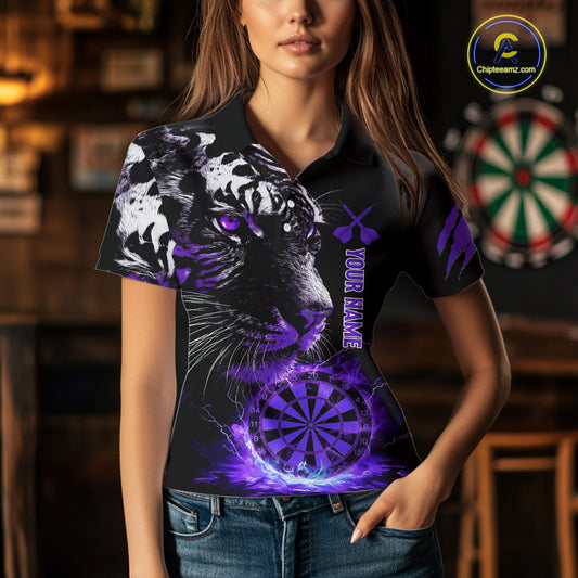 Purple Horror Tiger Fire Flame Dartboard Custom Women Darts Polo League Shirts Dart Jerseys NYN2247