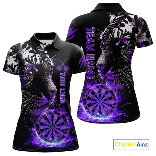 Purple Horror Tiger Fire Flame Dartboard Custom Women Darts Polo League Shirts Dart Jerseys NYN2247