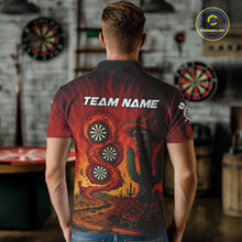 Load image into Gallery viewer, Custom Cactus Sombrero Skull Smoke Flames Dartboard Men Polo Dart Shirt Dart Gifts NYN2030