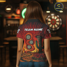 Load image into Gallery viewer, Custom Cactus Sombrero Skull Smoke Flames Dartboard Women Polo Dart Shirt Dart Gifts NYN2030