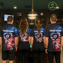 Load image into Gallery viewer, Heart US Flag Pool 8 Ball Men's Billiard Shirt Custom Couple Patriotic Billiard Attire NYN2549