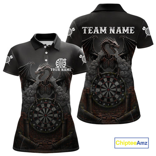 Skeleton Dragon Grey Smokes Cracked Darts League Shirt Custom Dragon Women Darts Jersey NYN2039