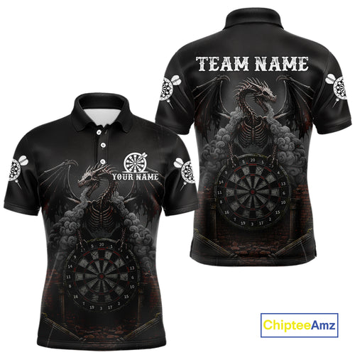 Skeleton Dragon Grey Smokes Cracked Darts League Shirt Custom Dragon Men Darts Jersey NYN2039
