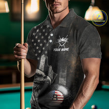 Load image into Gallery viewer, Retro Grunge US Flag Eagle Pool 8 Ball Men Billiard Shirt Custom Patriotic Billiard Team Attire NYN2564