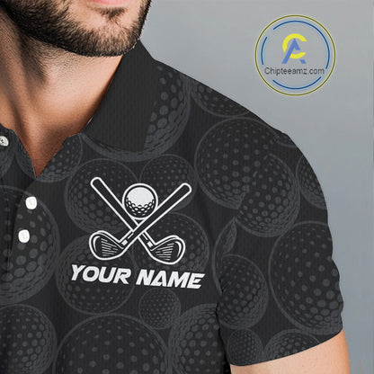 Mens Lightning Texas Flag Golf Polo Shirts Custom Black Golf Ball America Golf Shirt NYN3329