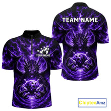 Load image into Gallery viewer, Lightning Purple Thunder Dragon Bowling Quarter-Zip Shirt For Men Custom Bowling Team Jersey