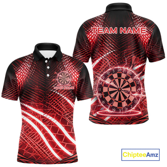 Black And Red Stripes Light Dartboard Custom Darts Polo Shirts Men Dart Team Jerseys NYN2276