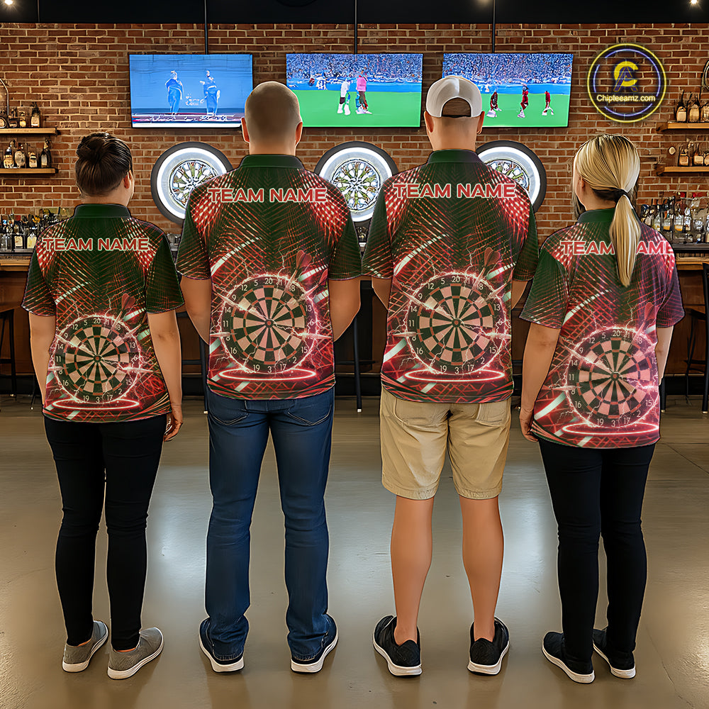 Black And Red Stripes Light Dartboard Custom Darts Quarter-Zip Shirts Men Dart Team Jerseys NYN2276