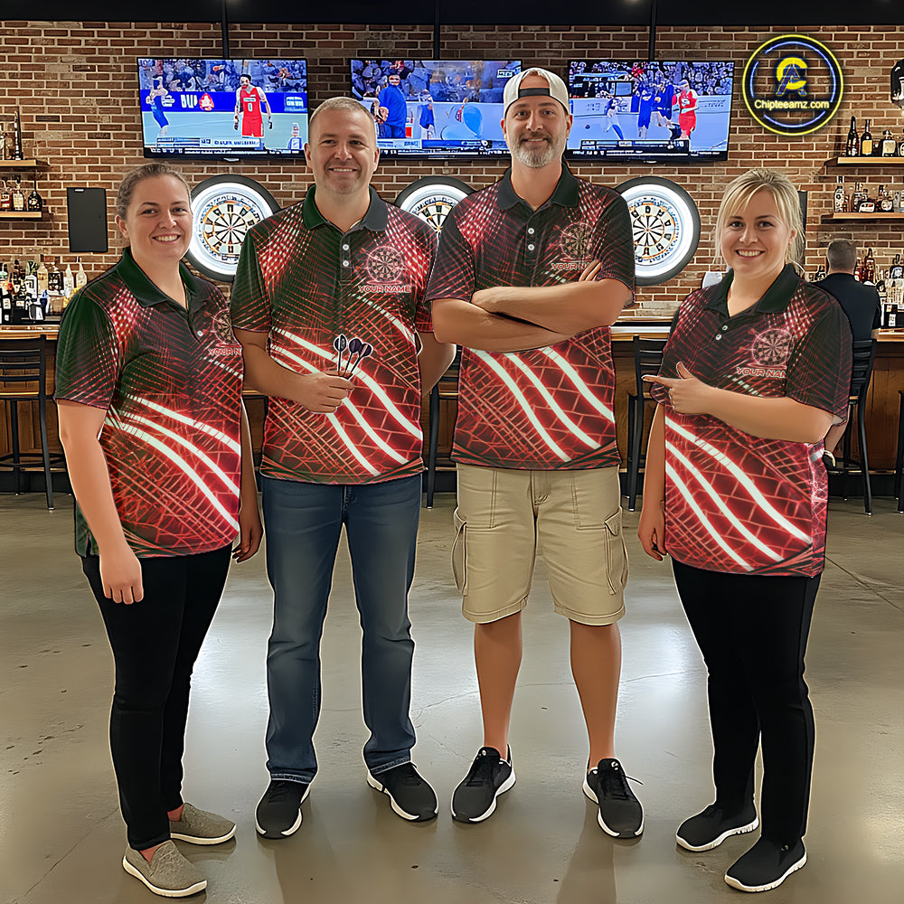 Black And Red Stripes Light Dartboard Custom Darts Quarter-Zip Shirts Men Dart Team Jerseys NYN2276