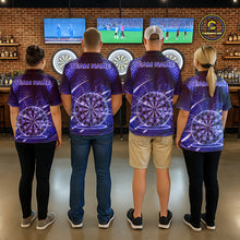 Load image into Gallery viewer, Black And Blue Stripes Light Dartboard Custom Darts Polo Shirts Women  Dart Team Jerseys NYN2277