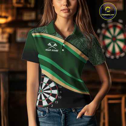 Leafy Whirl Dart Boards Darts Funny Shirt For Women - Custom Team & Player Name NYN0371
