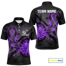 Load image into Gallery viewer, Lightning Purple Ribbon Dartboard Custom Lightning Dartboard Darts Polo Shirt For Men NYN1804