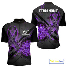 Load image into Gallery viewer, Lightning Purple Ribbon Dartboard Custom Lightning Dartboard Darts Quarter-Zip Shirt For Men NYN1804
