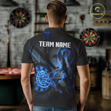 Load image into Gallery viewer, Lightning Blue Ribbon Dartboard Custom Prostate Cancer Awareness Darts Polo Shirt For Men NYN1806