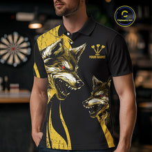 Load image into Gallery viewer, Custom Black And Yellow Wolfs Dartboards Grunge Dart Shirts For Men, Dart Team Jerseys NYN0043