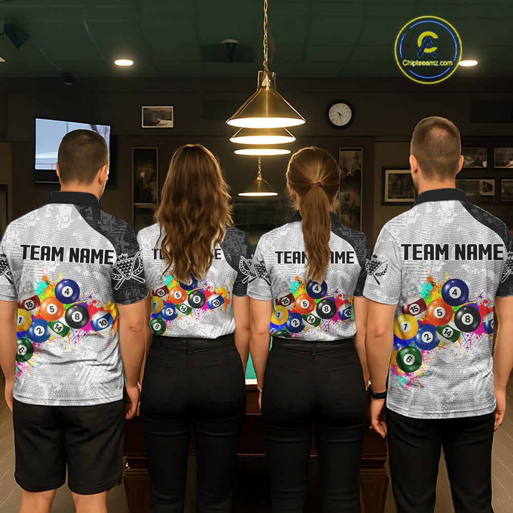 Personalized Colorful Splatter Billiard Balls Shirt For Women Pool Ball 8 Billiard Jersey NYN2311
