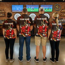Load image into Gallery viewer, Personalized Bull Red Flames Darts Polo &amp; 1/4-Zip Shirt For Men Funny Dart Team Dart Jerseys NYN2962