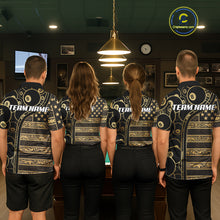 Load image into Gallery viewer, Black &amp; Gold Tribal 8 Ball Pool Shirts Custom Women Billiard Polo &amp; 1/4 Zip Shirt Billiard Team Jerseys NYN2970
