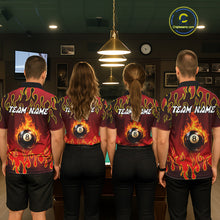 Load image into Gallery viewer, Custom Fire Flame 8 Ball Men's Billiard Shirts Personalized Billiard Attire Gifts | Red NYN2321