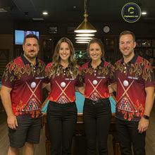Load image into Gallery viewer, Custom Fire Flame 8 Ball Men's Billiard Shirts Personalized Billiard Attire Gifts | Red NYN2321