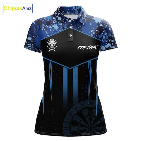 Crown Skull Splatter Paint Dartboard Darts Shirt For Women Custom Blue Splatter Dart Team Jerseys NYN3165