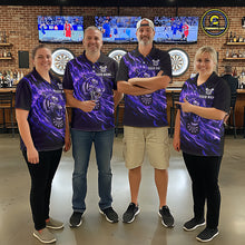 Load image into Gallery viewer, Purple Flaming Tiger Funny Darts Custom Men's Dart Polo Shirts Team Dart League Jerseys NYN2077