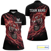 Load image into Gallery viewer, Red Flaming Tiger Funny Darts Custom Women's Dart Quarter-Zip Shirts Team Dart League Jerseys NYN2078