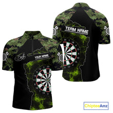 Load image into Gallery viewer, Camo Pattern Green With Flame Dartboard Dart Shirts For Men, Custom Dart Jerseys NYN0063