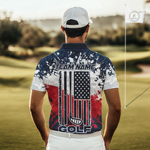 Load image into Gallery viewer, American Flag Anniversary Men Golf Polo Shirt Custom Splatter Patriotic Golf Tops NYN3385
