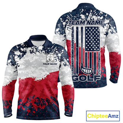 American flag splatter mens golf polo patriotic golf top