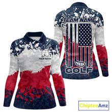Load image into Gallery viewer, American Flag Anniversary Women Golf Polo Shirt Custom Splatter Patriotic Golf Tops NYN3385