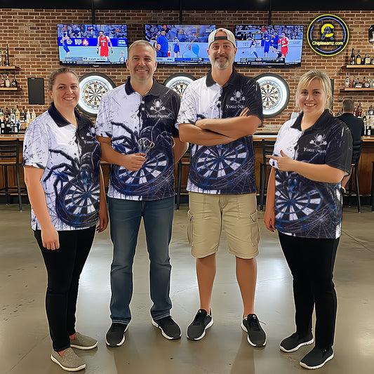 Personalized Black & Blue Dripping Spider Women Dart Quarter-Zip Shirts Custom Dart League Jerseys NYN2097