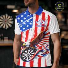 Load image into Gallery viewer, Personalized Eagle US Flag Patriotic Men Darts Polo Shirt Custom Freedom-Day Dart Team Jersey NYN2620