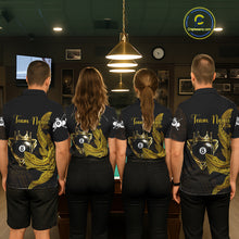 Load image into Gallery viewer, Gold 8 Ball Crown Women's Billiard Polo &amp; 1/4 Zip Shirt Custom Tribal Billiard Attire Gifts NYN2345