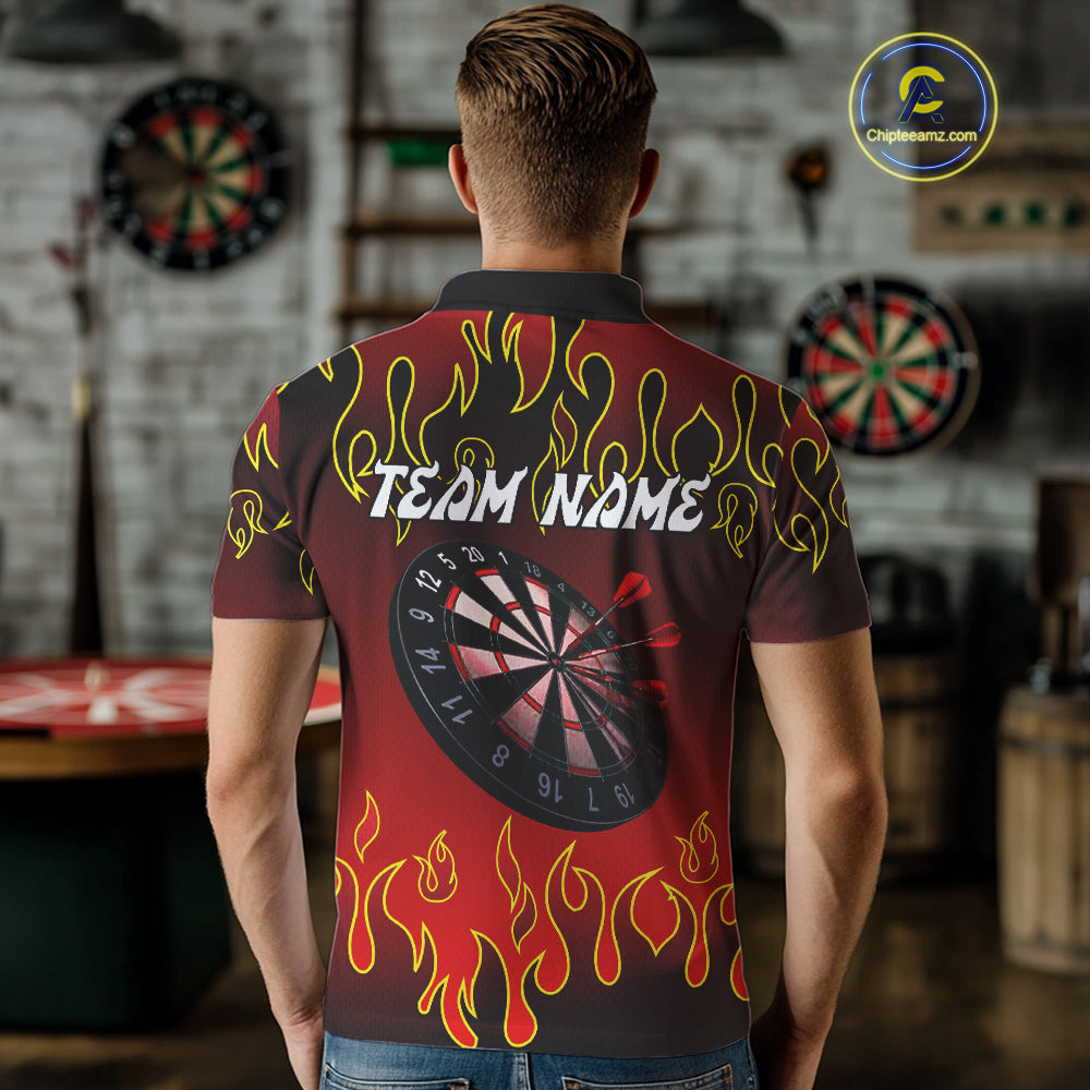 Custom Flame Pattern Red Dartboard Flame Dart Shirt For Men, Dart Jerseys NYN0228