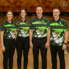 Load image into Gallery viewer, Funny Crocodile Women Bowling Shirt Custom Green Skin Crocodile Polo Quarter-Zip Bowling Team Attire NYN3686
