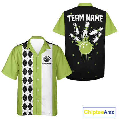 Personalized Retro Bowling Hawaiian Shirts Custom Retro Bowling Button Up Team Shirts | Multicolor NYN3970