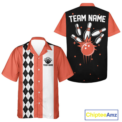 Personalized Retro Bowling Hawaiian Shirts Custom Retro Bowling Button Up Team Shirts | Multicolor NYN3970
