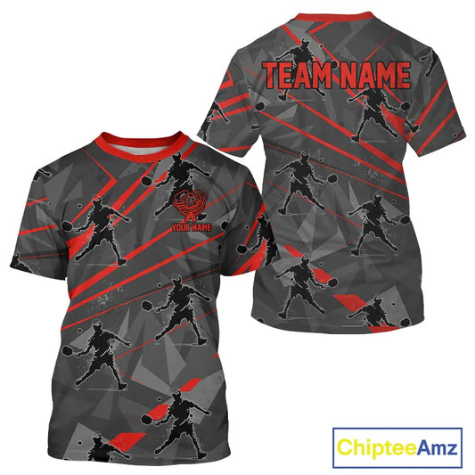 Custom Grey And Red Pickleball Ball Jerseys For Men Pickleball Paddle League Shirts NYN2127