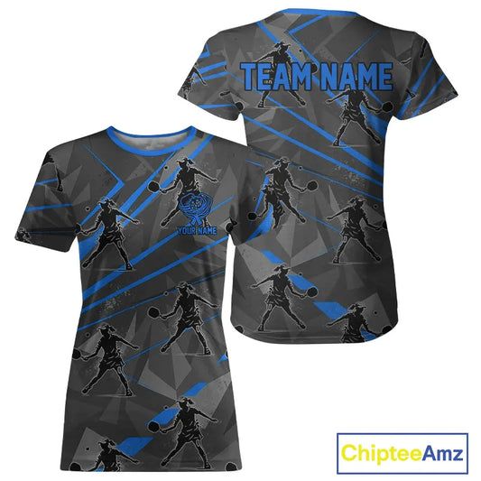 Custom Grey And Blue Pickleball Ball Jerseys For Women Pickleball Paddle League Shirts NYN2129