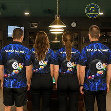 Load image into Gallery viewer, Fire Flame 8 Ball Billiard Pool Shirt For Women Custom Blue Light Billiard Ball Team Jersey NYN3434