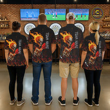 Load image into Gallery viewer, Custom Red Flames Skull Darts Polo 1/4 Zip Shirts For Men, Skeleton Dart Team Tournament Jerseys NYN3717