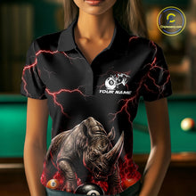 Load image into Gallery viewer, Funny Rhino Billiard 8 Ball Pool Shirt For Women Custom Thunder Lightning Billiard Team Jersey | Red NYN3437