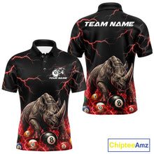 Load image into Gallery viewer, Funny rhino billiard 8 ball pool shirt for men custom thunder lightning billiard jersey red