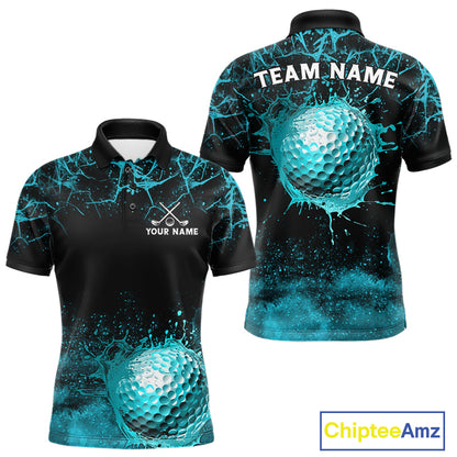 Teal Splatter Golf Ball Mens Golf Polo Shirt Customize Golf Gifts For Men Golf Tournament Shirt NYN4001
