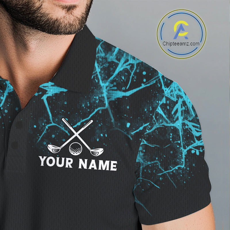 Teal Splatter Golf Ball Mens Golf Polo Shirt Customize Golf Gifts For Men Golf Tournament Shirt NYN4001